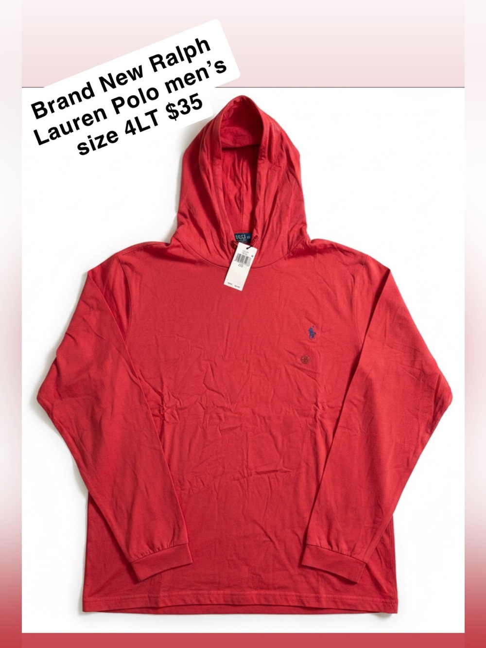 Ralph Lauren Red Hooded Long-Sleeve Polo Tee